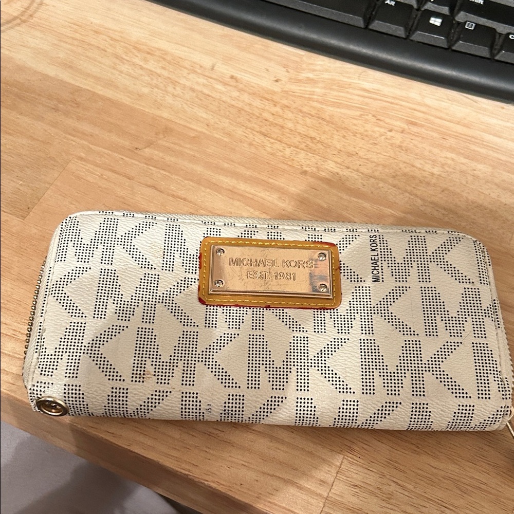 Michael Kors black white and Gold Logo Wallet